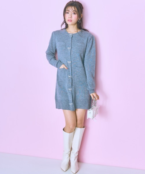 カーディガン 「大きいサイズ」 ビジューデザインロングカーディガン marun レディース