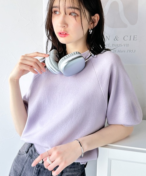 tシャツ 抜け感のある洗練デザイン。ラグランコンパクトスウェット風ニットT(半袖） レディース | classicalelf | 05