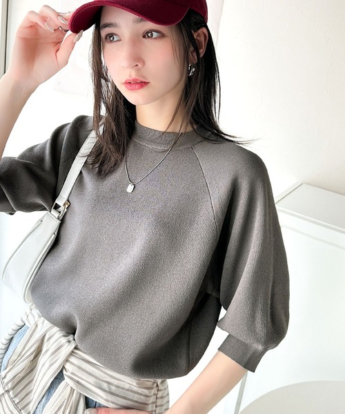 tシャツ 抜け感のある洗練デザイン。ラグランコンパクトスウェット風ニットT(半袖） レディース | classicalelf | 03