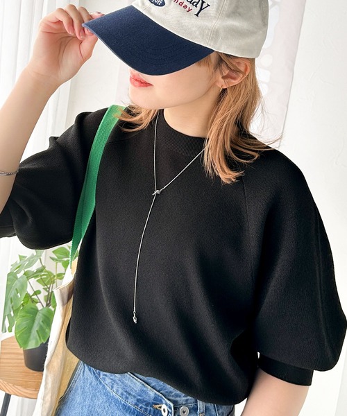 tシャツ 抜け感のある洗練デザイン。ラグランコンパクトスウェット風ニットT(半袖） レディース | classicalelf | 14