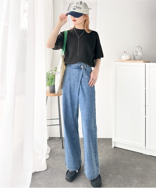 tシャツ 抜け感のある洗練デザイン。ラグランコンパクトスウェット風ニットT(半袖） レディース | classicalelf | 15