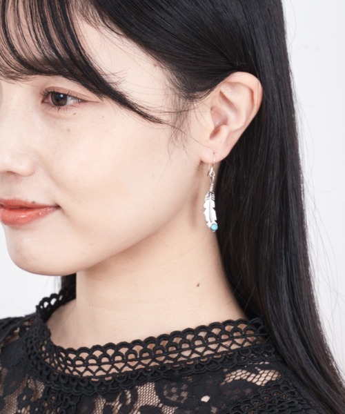 Harpo（アルポ） ピアス 「HARPO」ターコイズ フェザー 銀製 シルバー