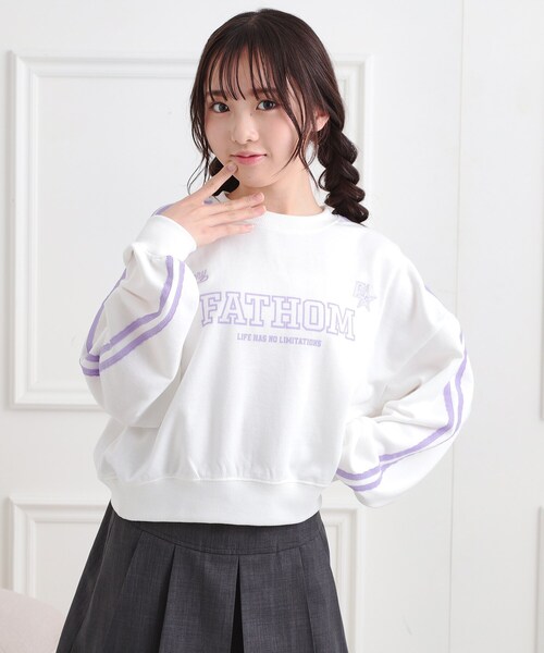 PINK-latte tシャツ ミニ裏レースライン短丈プルオーバー キッズ