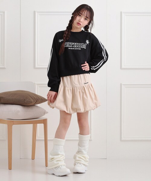 新品未使用8YARDS アウトラインプルオーバー　レディースL PINK-latte tシャツ ミニ裏レースライン短丈プルオーバー キッズ