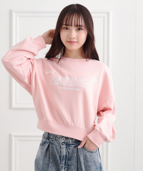 tシャツ 「LOURMARIN」コットンミニ裏毛フレンチプルオーバー レディース AMERICAN HOLIC tシャツ ミニ裏毛5分袖プルオーバー レディース