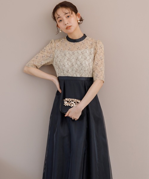 form forma 結婚式お呼ばれドレス マザードレス】chaco×formforma/タック入り Iラインシルエット