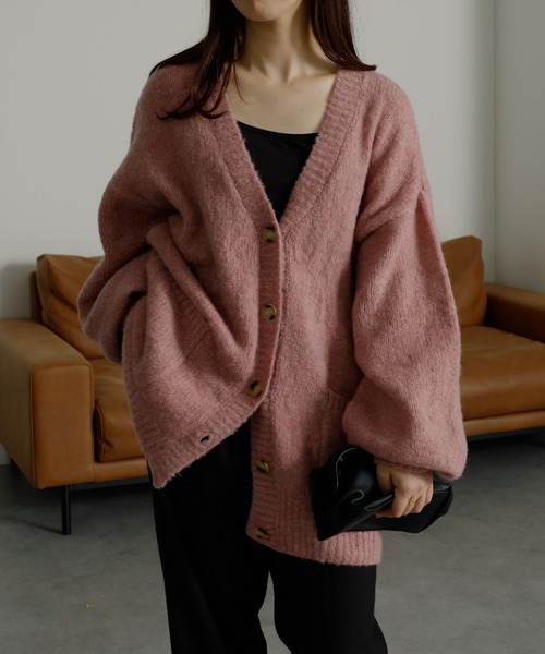 「RANAN」 ニットカーディガン LL ライトブルー レディース_画像9