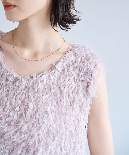 美品✦ROSEBUD シャギーベスト F アイボリー ジレ 重ね着