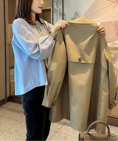 レディース　トレンチ風コート FREE STYLISTS トレンチコート コート ミドル丈トレンチコート