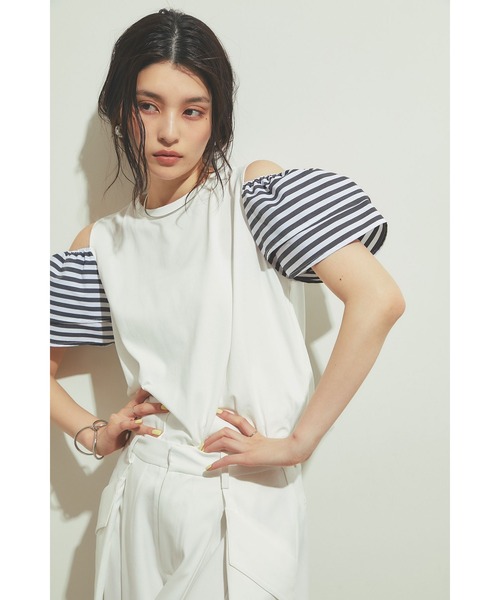 &. NOSTALGIA tシャツ フリルオープンスリーブTシャツ