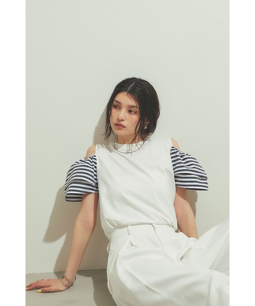&. NOSTALGIA tシャツ フリルオープンスリーブTシャツ