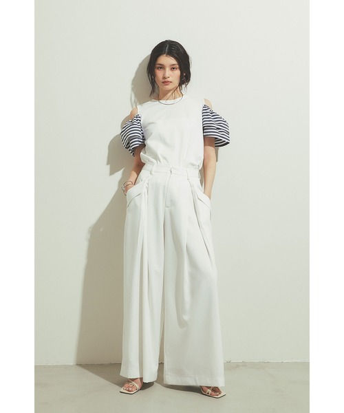 ホワイト フリル袖 Tシャツ セットアップ 袖フリルデザインカットソートップス 通販【ニッセン】