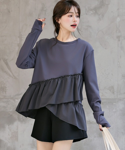■韓国■ ラッシュガード フリル 長袖水着 大きめサイズ XL~XXXL TeddyShop ラッシュガード 「紫外線遮蔽率 99.9%以上