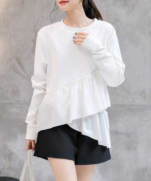 ■韓国■ ラッシュガード フリル 長袖水着 大きめサイズ XL~XXXL r-0009-01-02.jpg