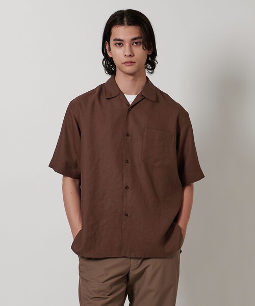 UNITED ARROWS シャツ ツイル オープンカラー ショートスリーブ