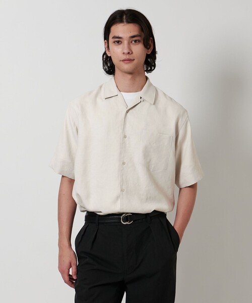 UNITED ARROWS & SONS ショートスリーブシャツ UNITED ARROWS シャツ ツイル オープンカラー ショートスリーブ