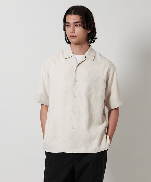 UNITED ARROWS シャツ ツイル オープンカラー ショートスリーブ