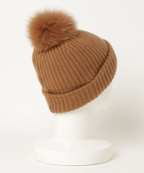 「YVES SALOMON」 ニットキャップ FREE ライトブラウン レディース_画像4