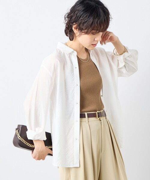 ブラウス シャツ 「セットアップ対応」シアーローン２WAYシャツ レディース