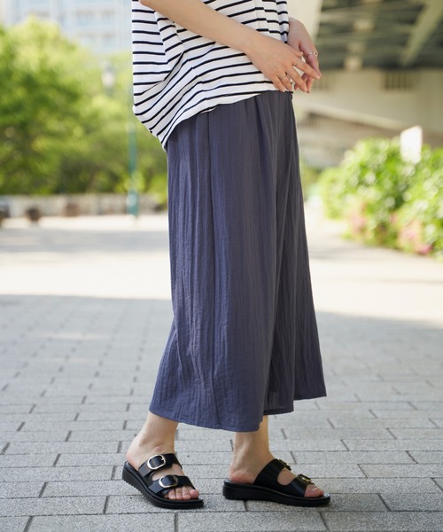 ikka パンツ 「接触冷感」冷感スラブタックスカーチョ