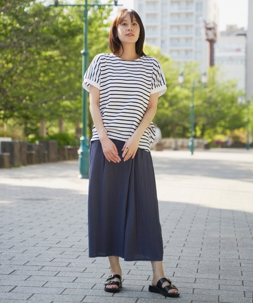 ikka パンツ 「接触冷感」冷感スラブタックスカーチョ
