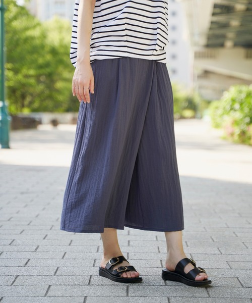 ikka パンツ 「接触冷感」冷感スラブタックスカーチョ