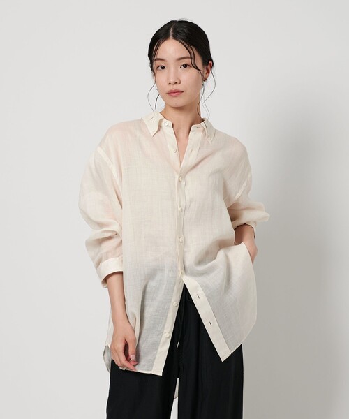 ブラウス シャツ 麻 ビッグ シャツ -ウォッシャブル- レディース