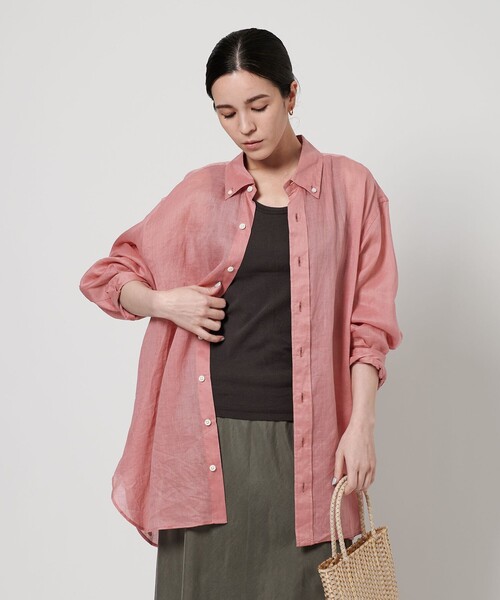 ブラウス シャツ 麻 ビッグ シャツ -ウォッシャブル- レディース
