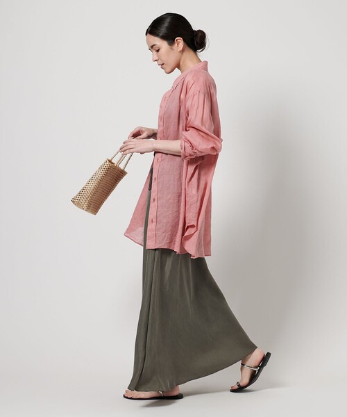 ブラウス シャツ 麻 ビッグ シャツ -ウォッシャブル- レディース