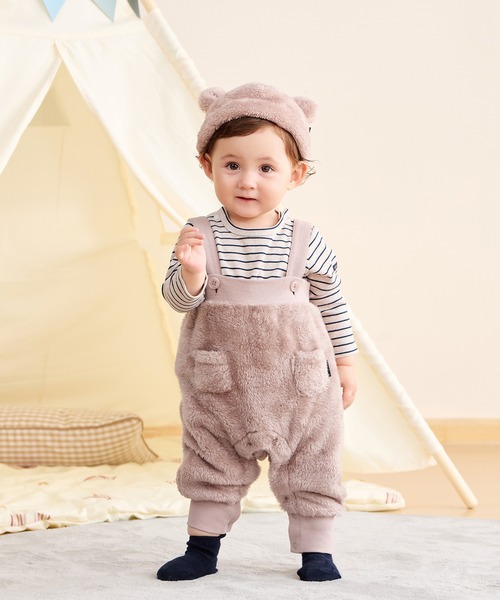 Combi mini サロペット オーバーオール ふわふわボアオーバーオール