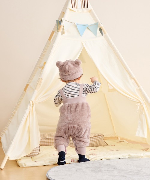 Combi mini サロペット オーバーオール ふわふわボアオーバーオール