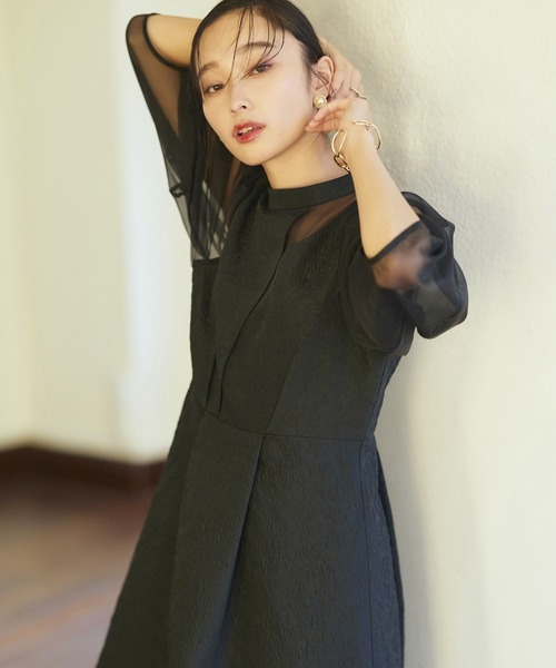 RUIRUE BOUTIQUE」 7分袖ワンピース 3L グレー レディース
