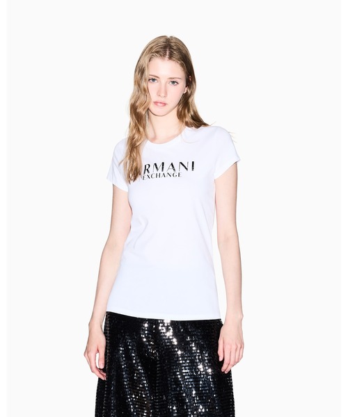 tシャツ 「A|X アルマーニ エクスチェンジ」ストーンロゴ 半袖クルーネックTシャツ/SLIM（ZOZO限定カラー含） レディース ARMANI EXCHANGE tシャツ 「A|X アルマーニ エクスチェンジ」AX