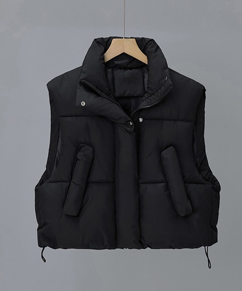 c.u.l ダウンベスト ベスト ショート丈 シンプル ハイネックエコダウン