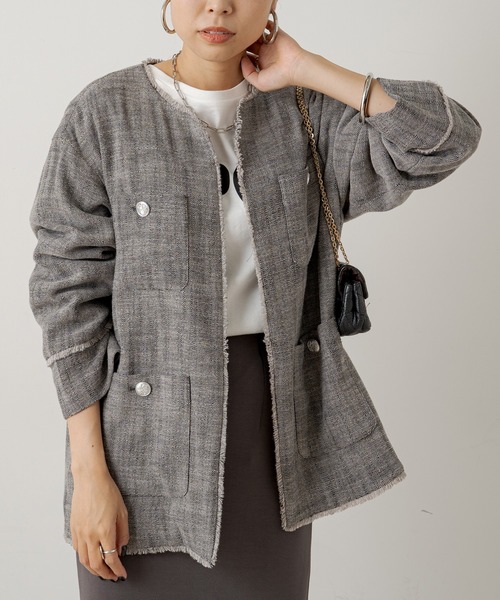 Loungedress（ラウンジドレス） ツイードジャケット FREE ホワイト