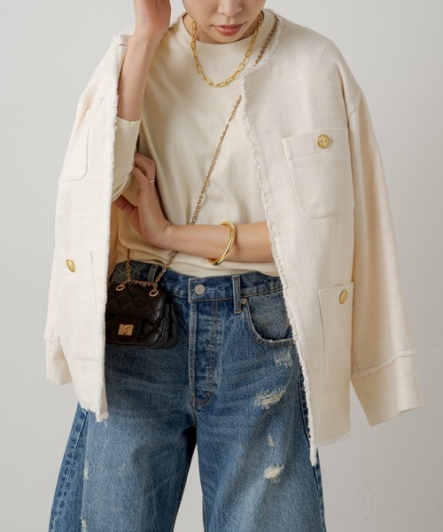 Loungedress（ラウンジドレス） ツイードジャケット FREE ホワイト