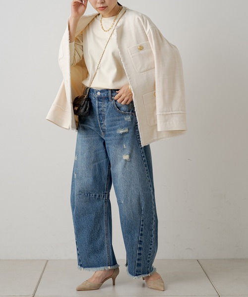 Loungedress（ラウンジドレス） ツイードジャケット FREE ホワイト