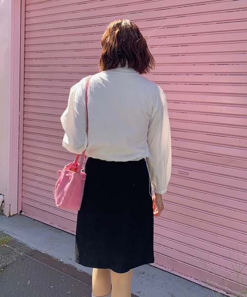 スカート フロントボタンデザイン コーデュロイミニスカート