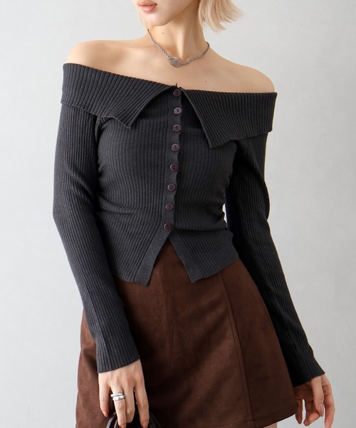 SpRay ニット セーター 襟付きオフショルニット レディース : ZOZOTOWN