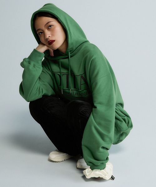 ジーナシス　Les Fleurs スウェット FREEサイズ JEANASIS トレーナー スウェット 「Les Fleurs」ロゴハーフZIP