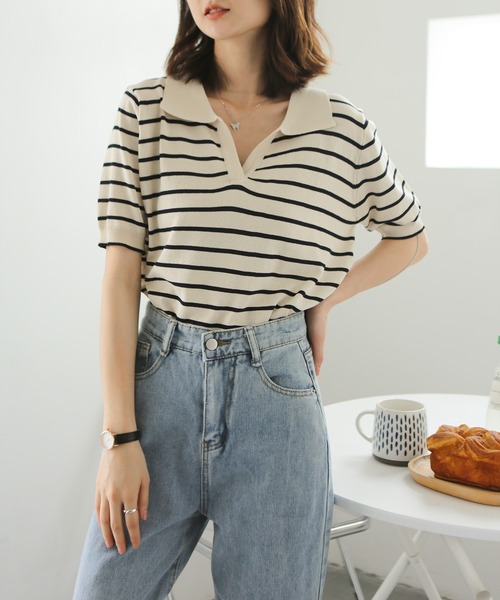 「MAISON DE THERESE」 半袖ニット FREE ライトベージュ レディース_画像7