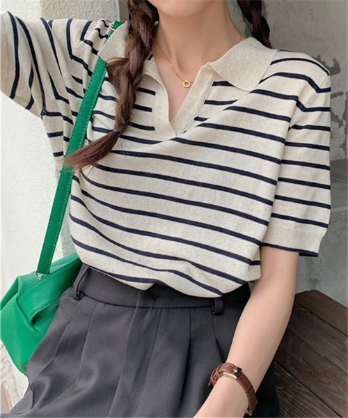 「MAISON DE THERESE」 半袖ニット FREE ライトベージュ レディース_画像8