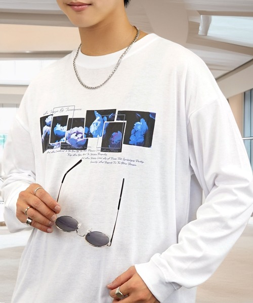 tシャツ 刺繍 長袖 Tシャツ ハート 黒猫 バルーン グラフィック メンズ