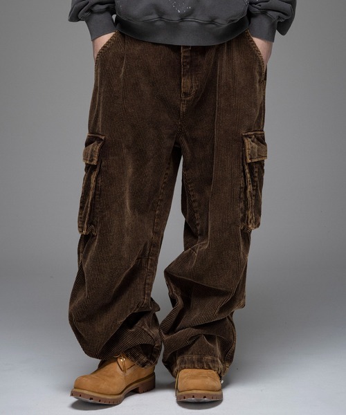 カーゴパンツ AW バレル グランジ風洗い コーデュロイ ユニセックス