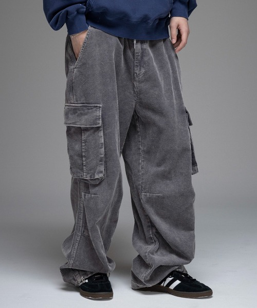 カーゴパンツ AW バレル グランジ風洗い コーデュロイ ユニセックス
