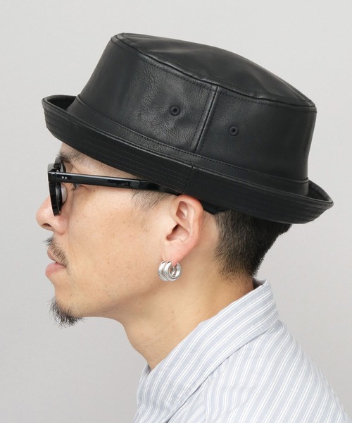 Ruben 帽子 ハット レザー調 ポークパイハット メンズ レディース