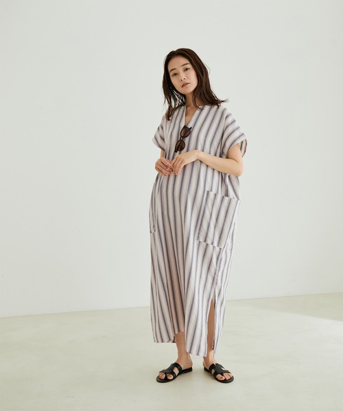 「SALON adam et rope'」 半袖ワンピース FREE パープル レディース_画像5