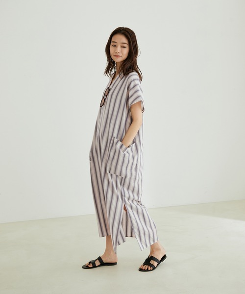 「SALON adam et rope'」 半袖ワンピース FREE パープル レディース_画像6