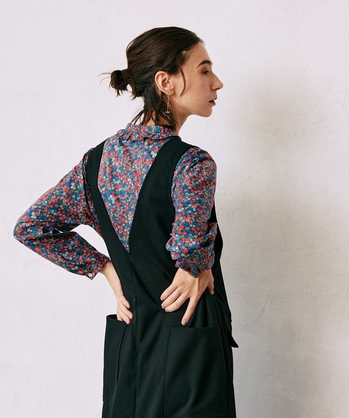 値下げNIMES リバティプリントフリル切替ブラウス　 ゆったりサイズ セール】 リバティプリントフリル切替ブラウス （シャツ・ブラウス