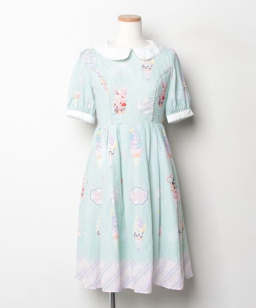 axes femme kawaii 半袖ワンピース M グリーン レディース : ZOZOTOWN